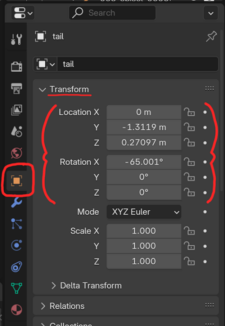 Blender Transform Object Properties