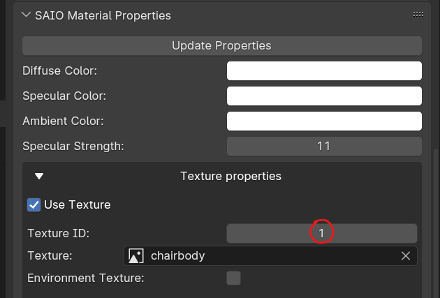 SAIO Material Properties