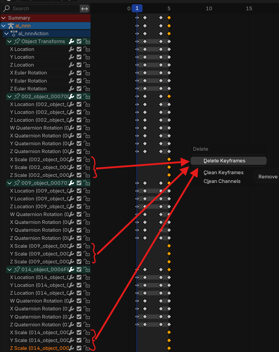 Dope Sheet - Deleting scale keyframes